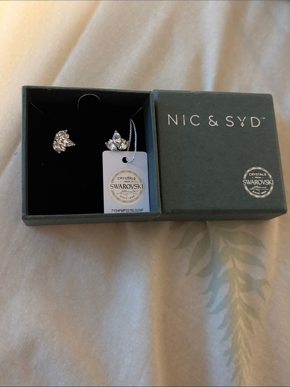 Swarovski Crystal Cluster Stud Earrings - Clear Silver Tone